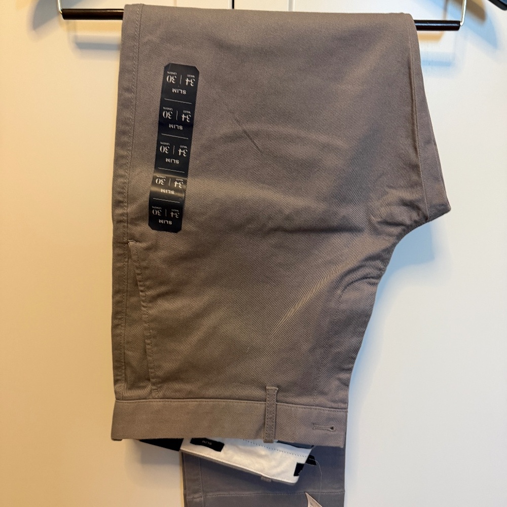 NWT J.Crew Factory Men's 34x30 Slim Fit Flex Chino Pant SLATE Style H3167